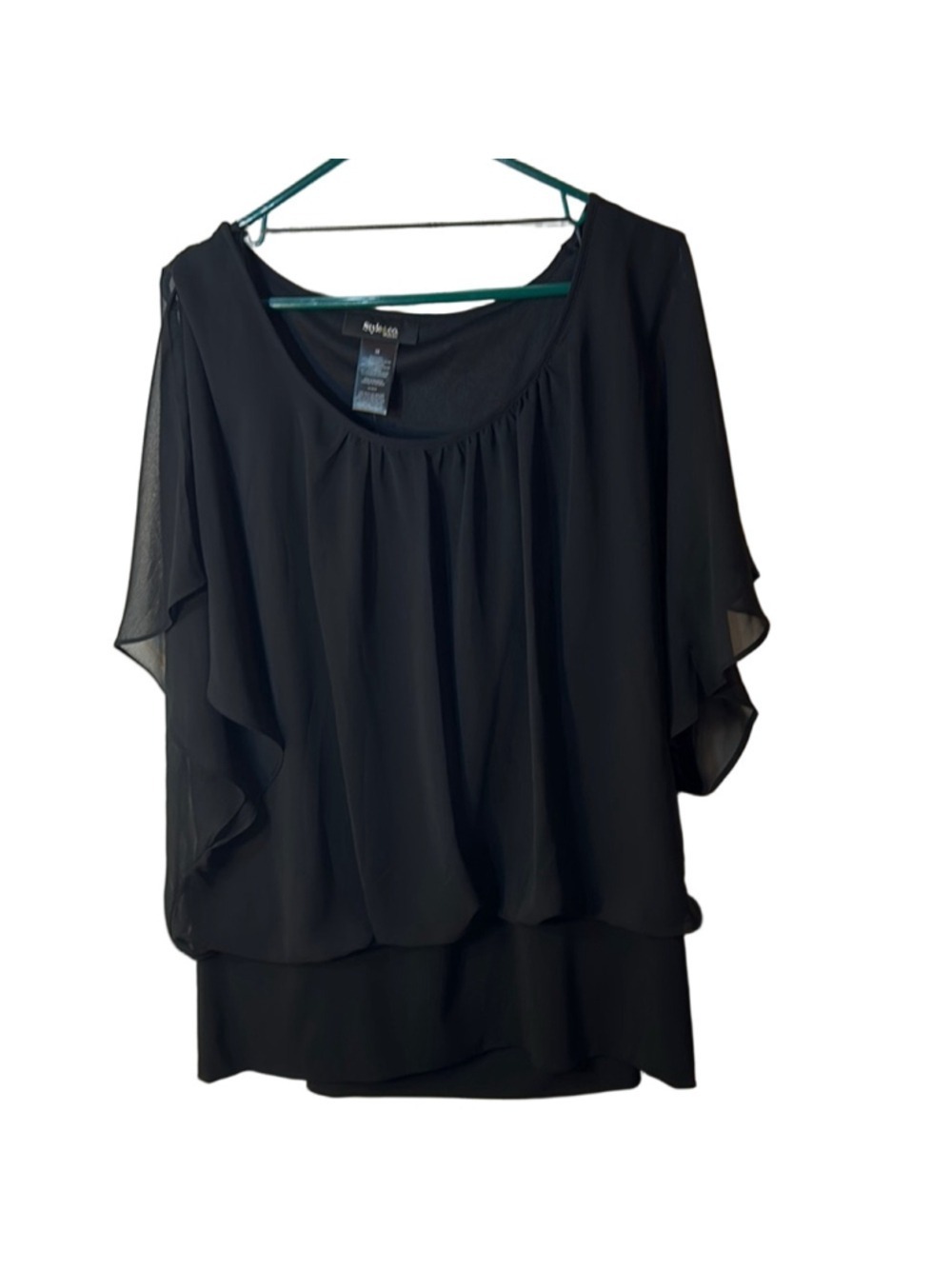 style & co. Black chiffon blouse whimsygoth size 3x NWT